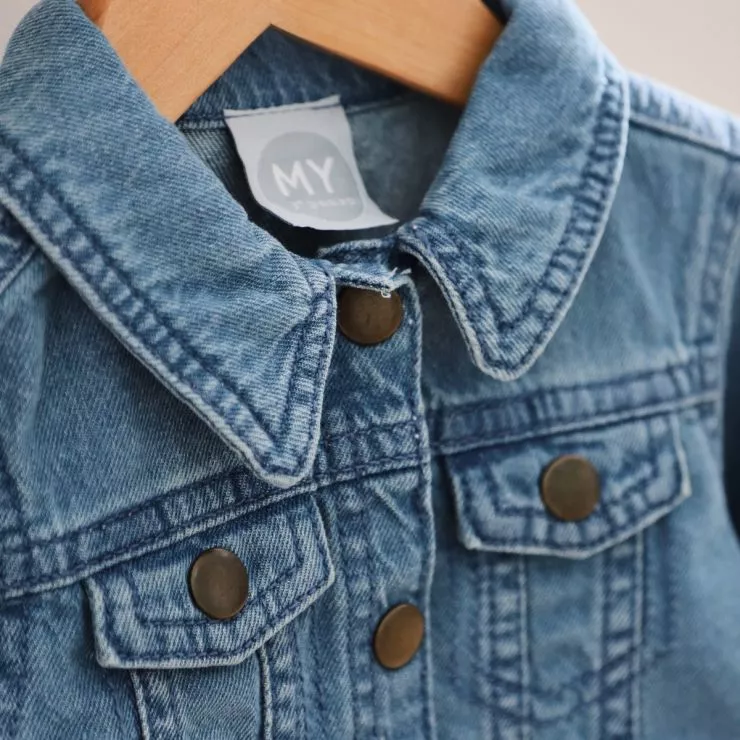 Personalised Multi-Coloured Letter Patch Denim Jacket
