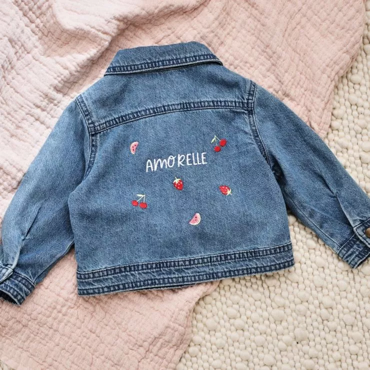 Personalised Red Fruit Denim Jacket