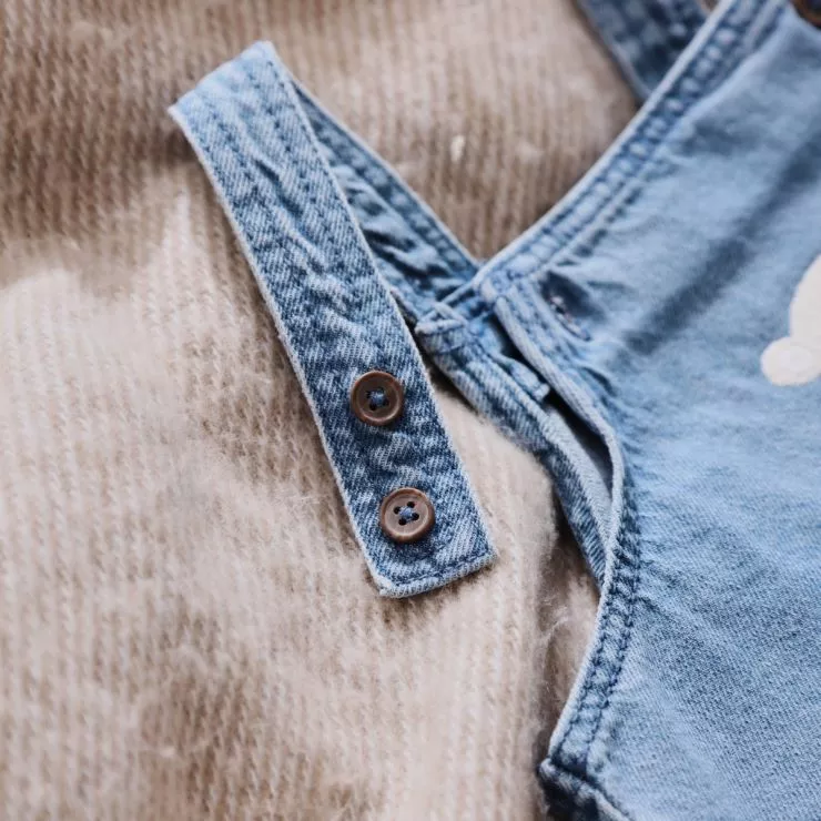 Personalised Bear Short-Legged Denim Dungarees