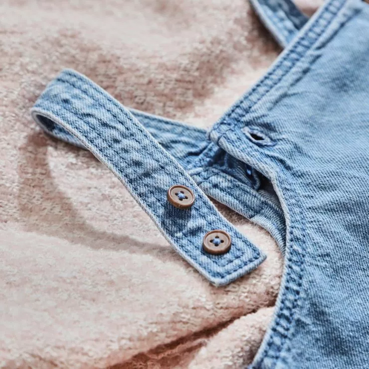 Personalised Pastel Letter Patch Short-Legged Denim Dungarees