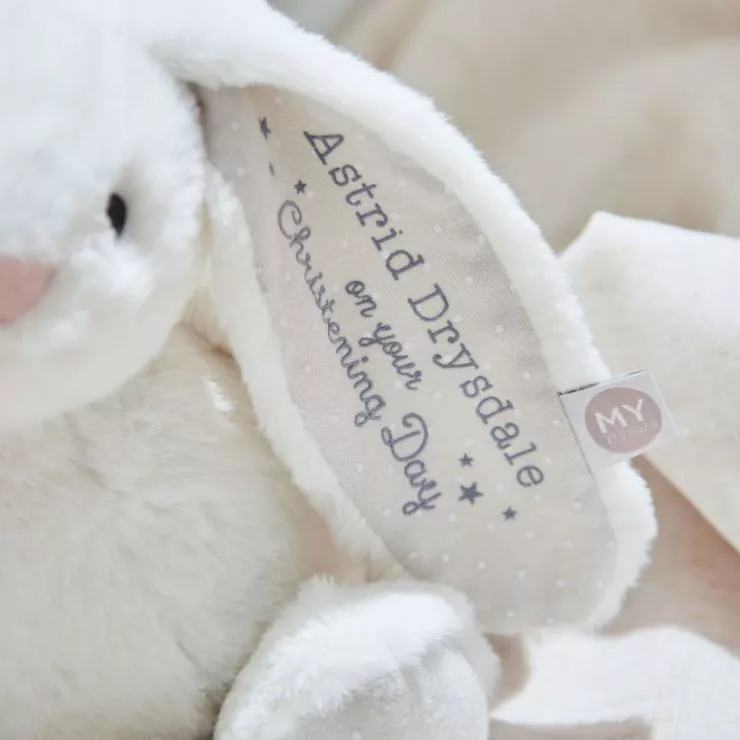 Personalised Christening Day White Bunny Soft Toy
