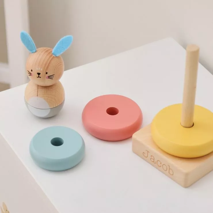 Personalised Wooden Bunny Stacker Toy