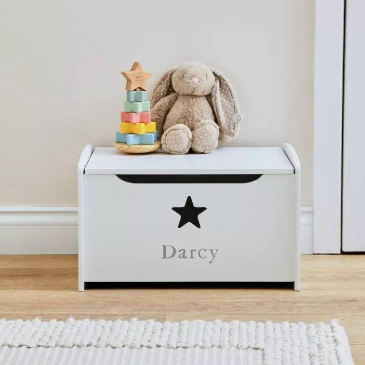 Personalised White Star Design Toy Box 