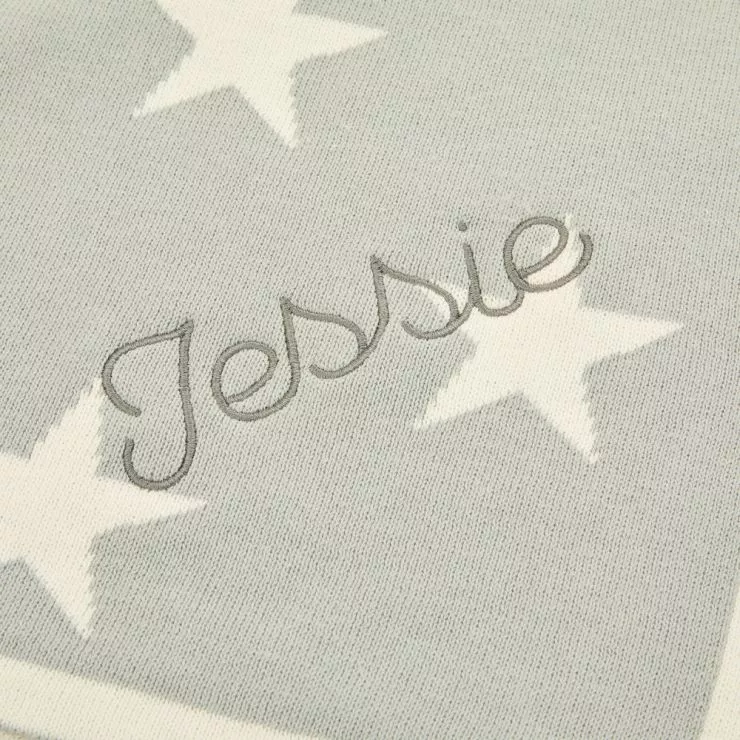 Personalised Light Blue Star Intarsia Blanket Personalisation