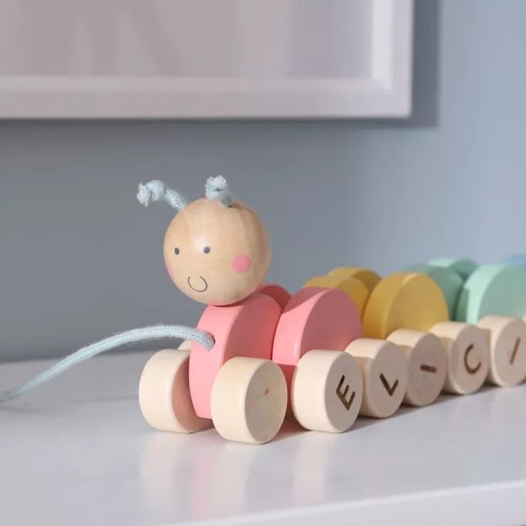 Personalised Colourful Pull Along Caterpillar