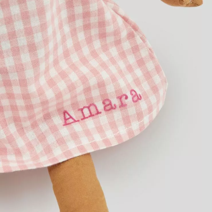 Personalised My 1st Doll in Pink Dress - Dark Hair