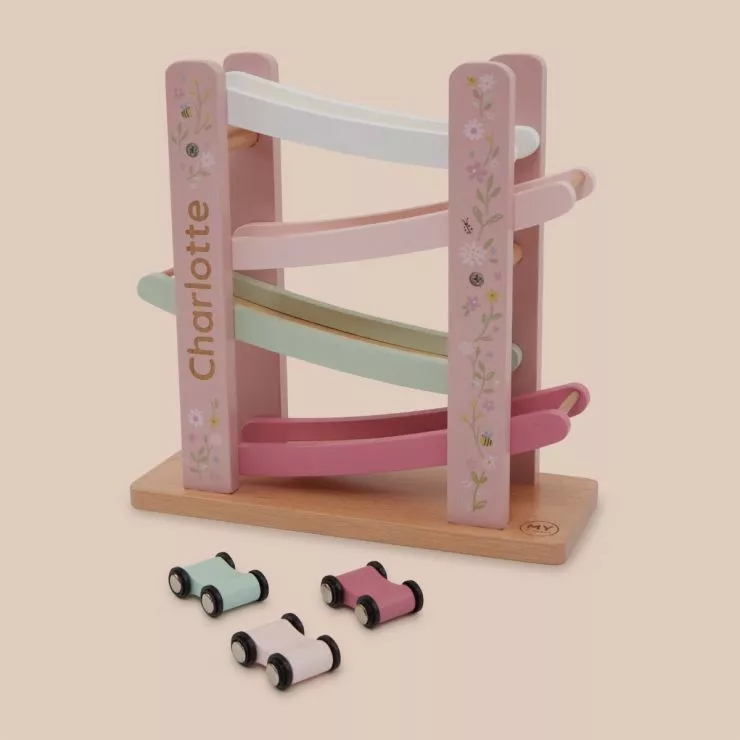 Personalised Pink Car Ramp Wooden Toy FSC®