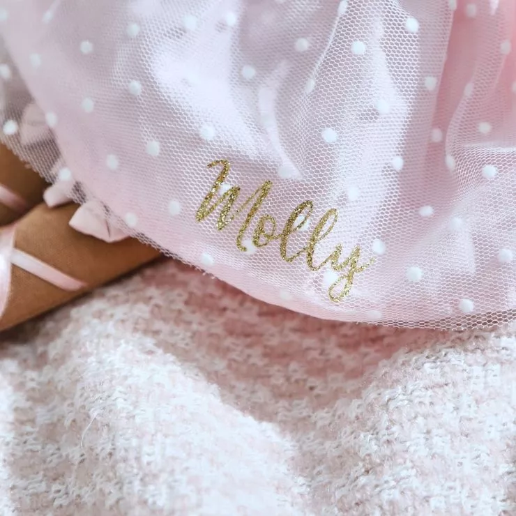 Personalised Ballerina Doll with Dark Curly Hair