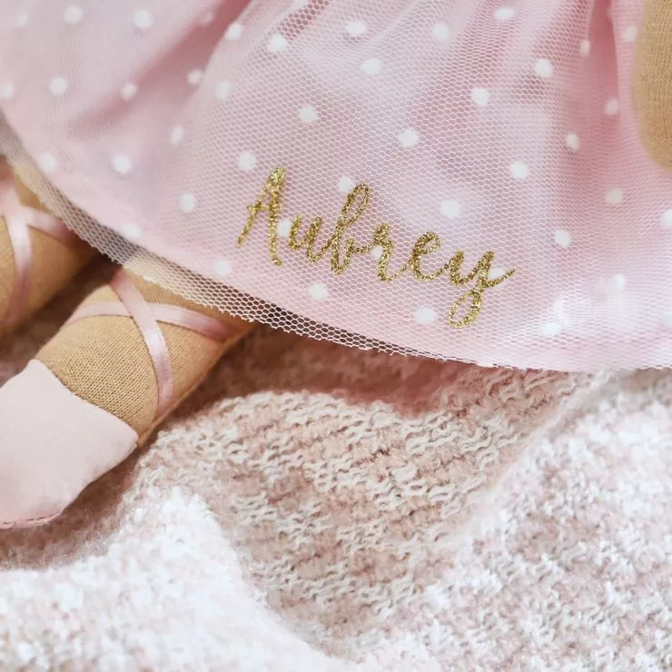 Personalised Ballerina Doll with Black Bun Hair