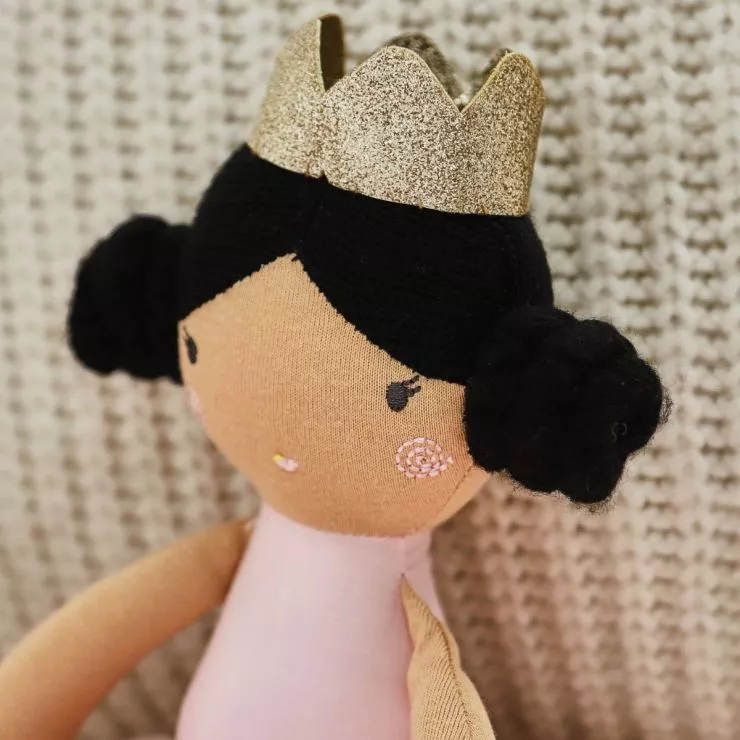 Personalised Ballerina Doll with Black Bun Hair