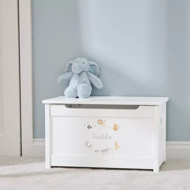 Personalised Born To Be Loved Safari Design White Toy Box