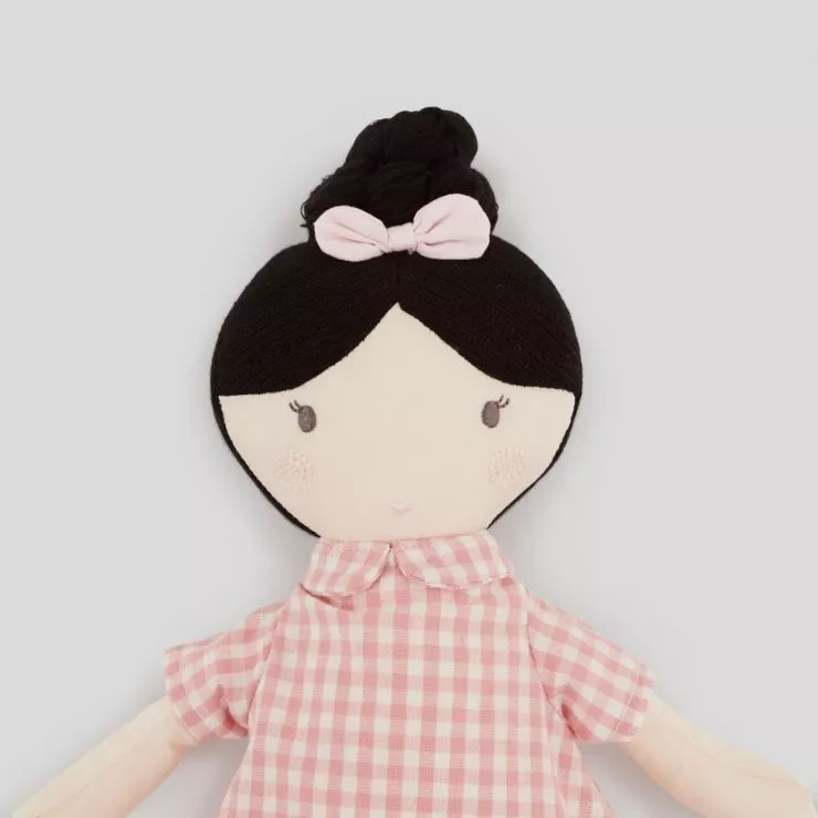 Personalised My 1st Doll in Pink Dress - Black Hair