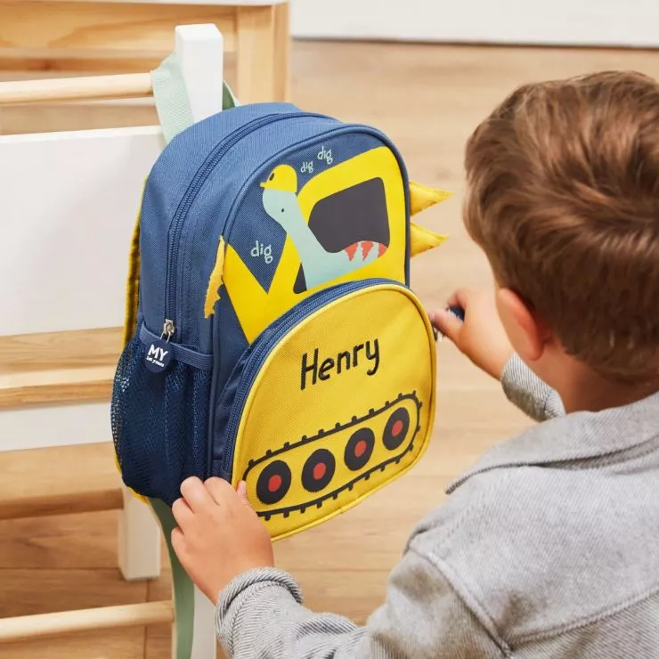 Personalised Dinosaur Digger Design Mini Backpack