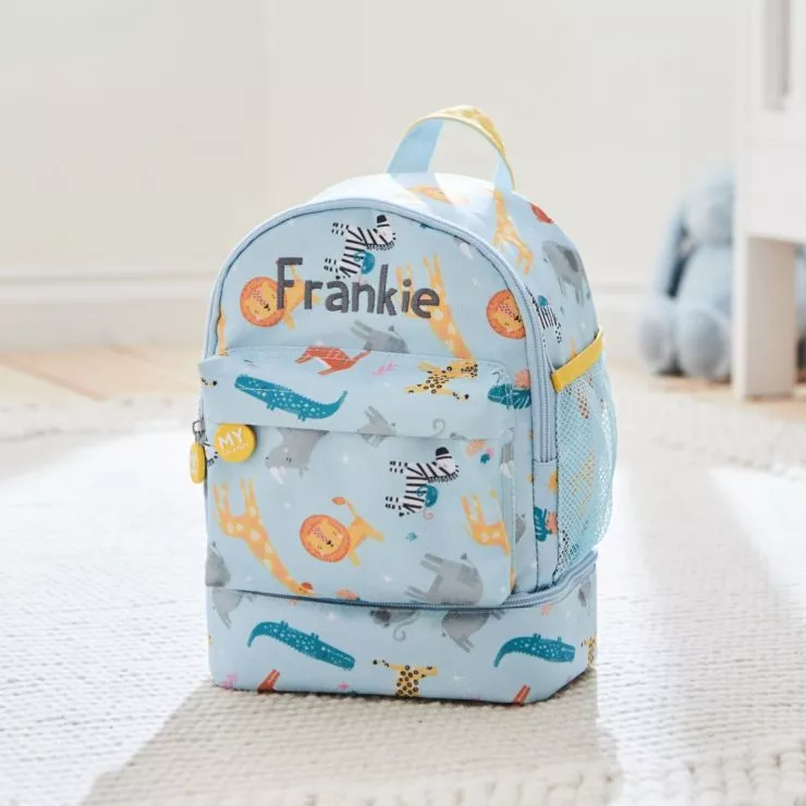 Personalised Safari Mini Backpack with Compartment