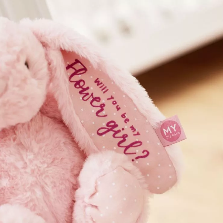 Personalised Will You Be My Flower Girl Pink Bunny Soft Toy