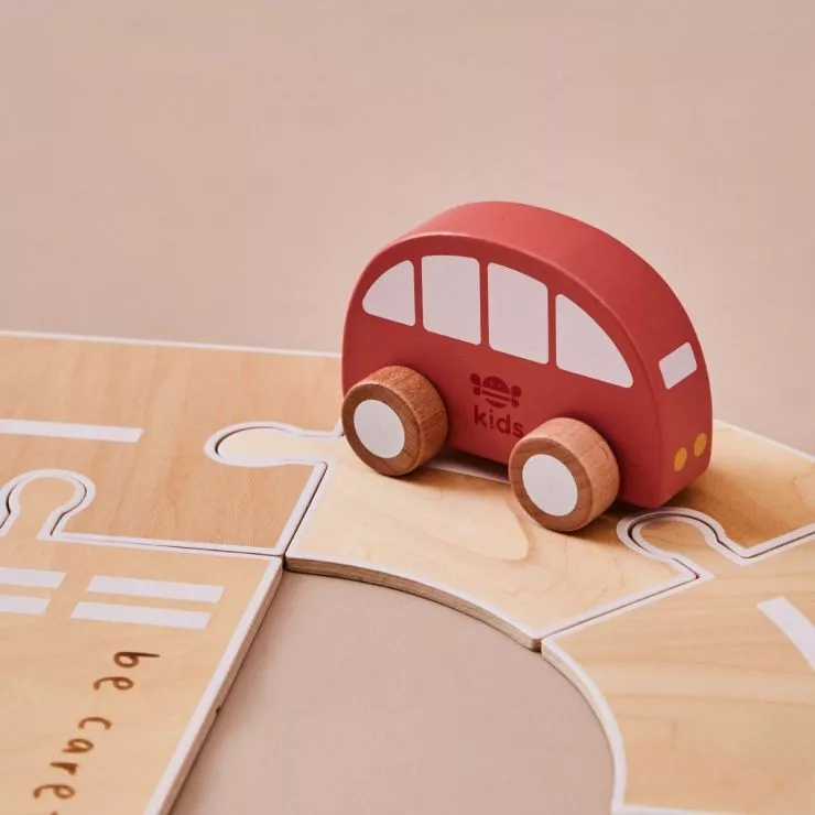 Personalised Just Bee Kids Wooden Road Track with Vehicle Toys FSC®