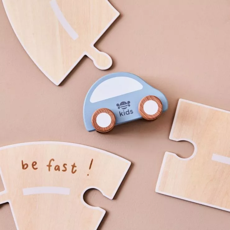 Personalised Just Bee Kids Wooden Road Track with Vehicle Toys FSC®