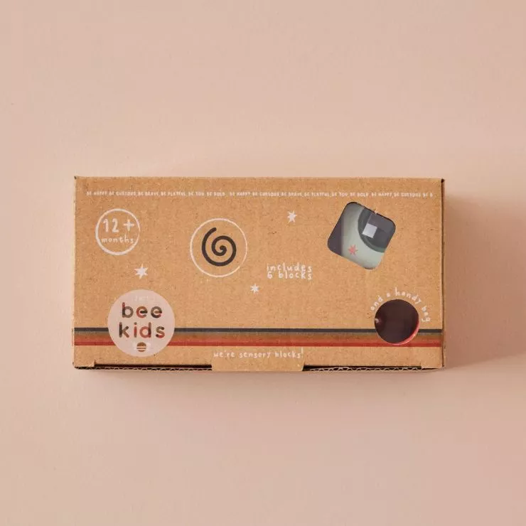 Personalised Just Bee Kids Wooden Sensory Blocks With Bag FSC®