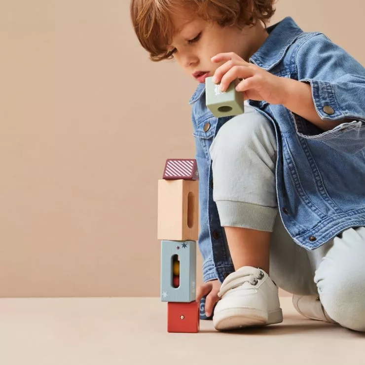 Personalised Just Bee Kids Wooden Sensory Blocks With Bag FSC®