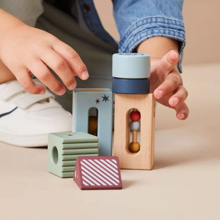 Personalised Just Bee Kids Wooden Sensory Blocks With Bag FSC®