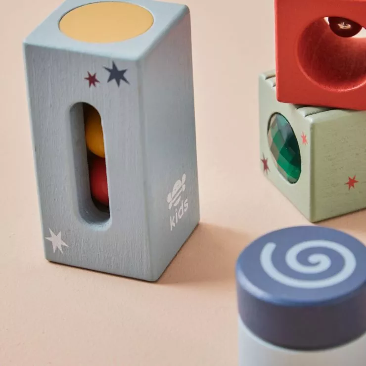 Personalised Just Bee Kids Wooden Sensory Blocks With Bag FSC®