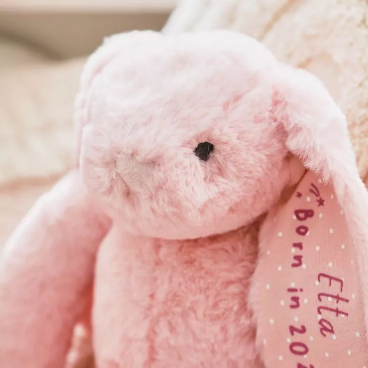 Personalised Born in 2024 Pink Bunny Soft Toy