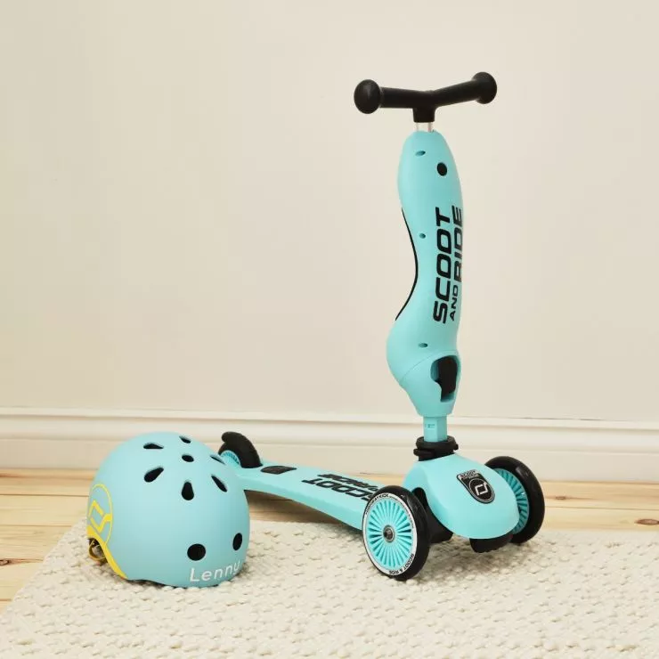 Personalised Scoot and Ride Blue Highway Kick 1 Scooter & Helmet Gift Set