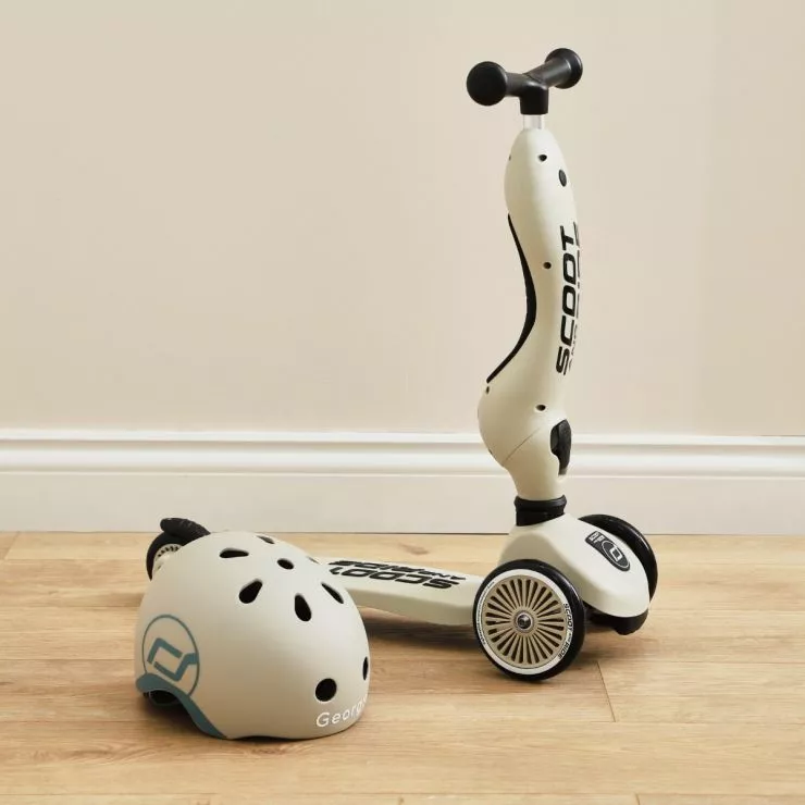Personalised Scoot and Ride Grey Highway Kick 1 Scooter & Helmet Gift Set