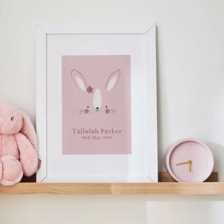 Personalised Pink Bunny Face Wall Art