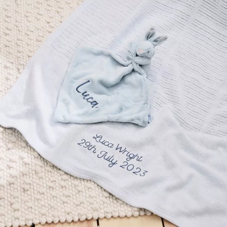 Personalised Blue New Baby Gift Set