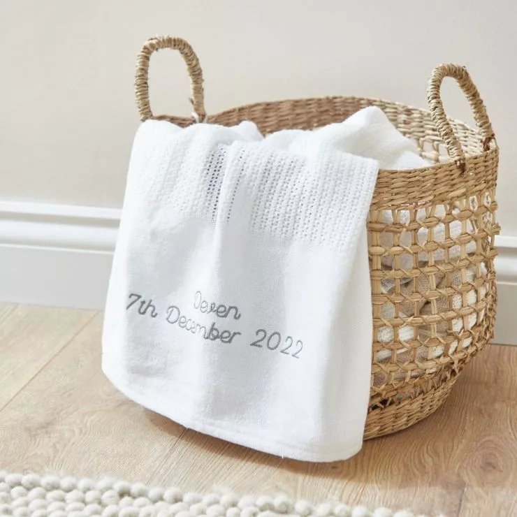 Personalised Ivory Cellular Blanket